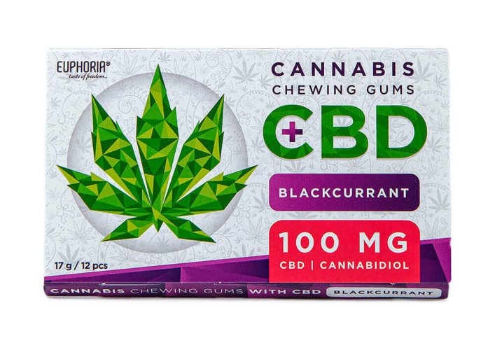 Konopné žvýkačky 12ks, 17g s CBD 100mg - Blackcurrant