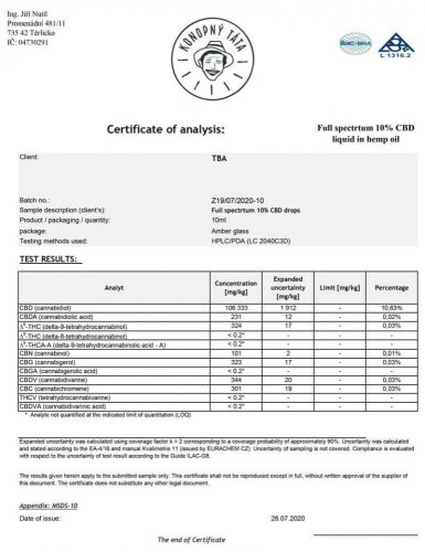 CBD Konopný olej 10 % 10 ml