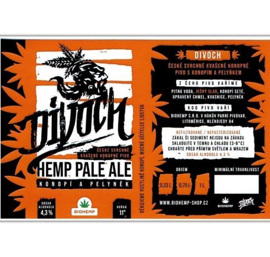 DIVOCH - konopné pivo (PALE ALE) s pelyňkem 0,75l