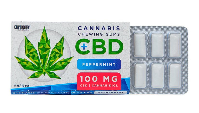 Konopné žvýkačky 12ks, 17g s CBD 100mg - Peppermint