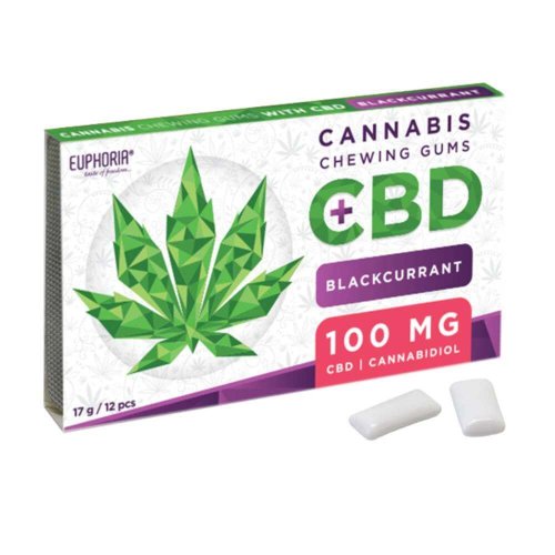Konopné žvýkačky 12ks, 17g s CBD 100mg - Blackcurrant