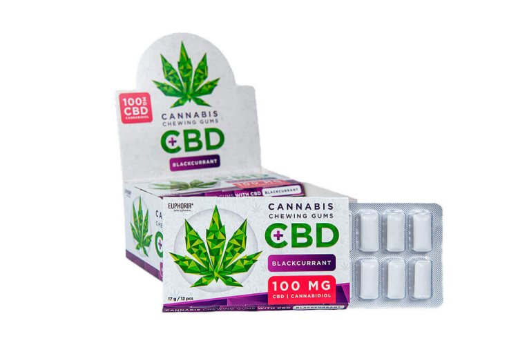 Konopné žvýkačky 12ks, 17g s CBD 100mg - Blackcurrant